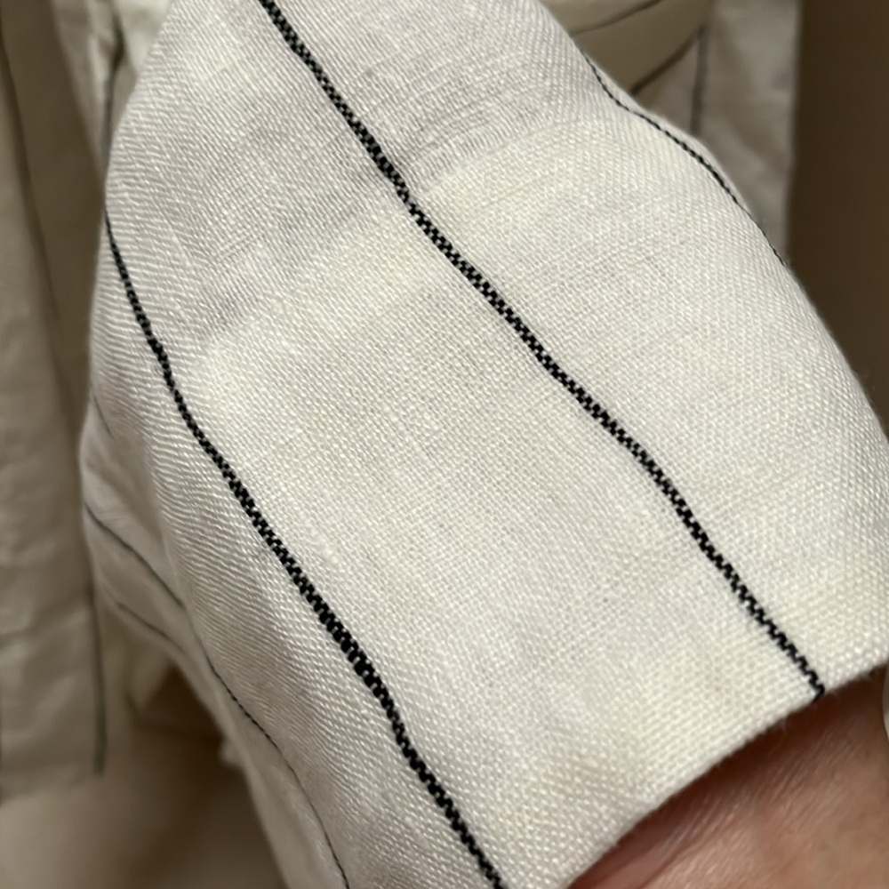 Sondeflor Son de Flor Linen Wrap Dress in Sonata Stripe, L - Picture 14 of 16